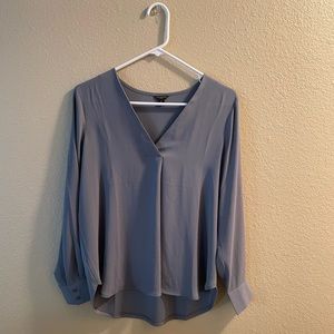 Ann Taylor blue grey long sleeves blouse